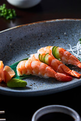 Japanese Sushi - Shrimp Nigiris.