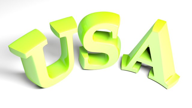 USA green write on white background - 3D illustration