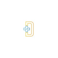 Alphabet D combine healty cross icon