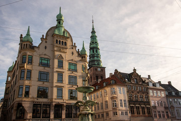 Fototapeta na wymiar Tower of the Nikolaj Contemporary Art Center in Copenhagen (DK)
