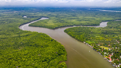 Aerial view from Jaltepeque estuaries of El Salvador.