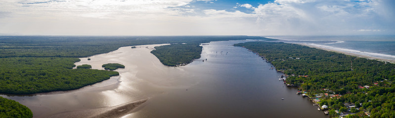 Aerial view from Jaltepeque estuaries of El Salvador.