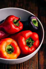 Fresh bell peppers in bowl
