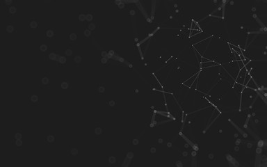 Abstract background. Molecules technology with polygonal shapes, connecting dots and lines. Connection structure. Big data visualization.