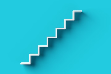 Obraz premium White steps or stairs on blue cyan background, minimal career, success or growth concept