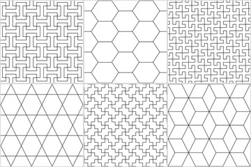 Ethnic seamless patterns collection. Rhombuses, diamonds, lozenges, triangles, hexagons, crosses, kites images. Folk prints. Geometrical ornaments set. Tribal wallpapers. Abstracts. Vectors bundle.