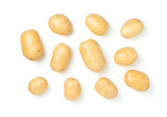 Fototapeta na wymiar set of young raw potato set isolated on white