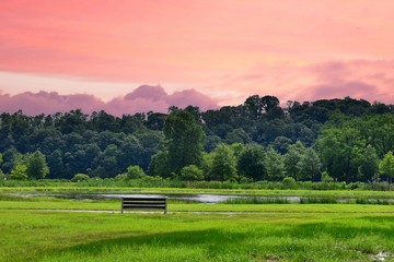 Beautiful Sunset Over A Pond