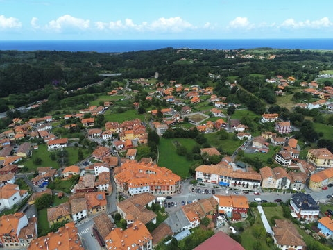 Nueva de Llanes, village of Asturias.Spain. Aerial Drone Photo