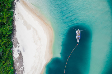 Burleigh Heads National Park aerial image with Tallebudgera creek and sand pumping/dredging boat