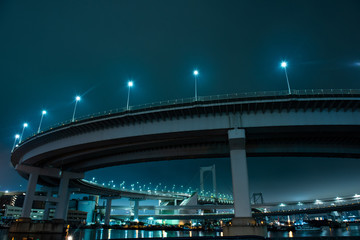 芝浦ふ頭ループ橋とレインボーブリッジ