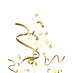 Holiday Serpentine. Gold Foil Streamers Ribbons.