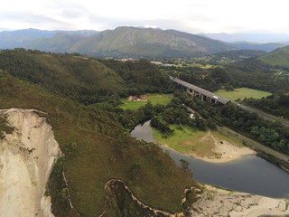 Asturias. Beautiful beach of San Antolin in Asturias,Spain. Aerial Drone Photo