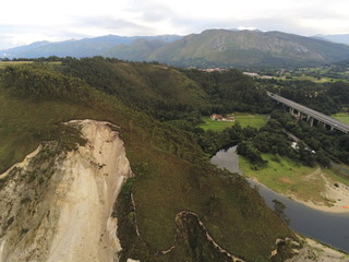 Fototapeta na wymiar Asturias. Beautiful beach of San Antolin in Asturias,Spain. Aerial Drone Photo