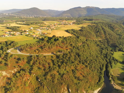 Landscape In Asturias. San Pedro De La Ribera. Spain Aerial Drone Photo