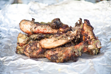 barbecue chicken legs and wings