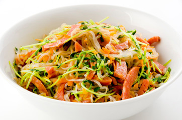 ピリ辛ソーセージと糸蒟蒻の炒め物