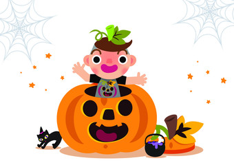 stock vector set of cute Pumpkins halloween, halloween elements child illustration.