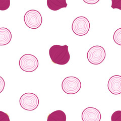 Red Onion. Seamless Vector Patterns 