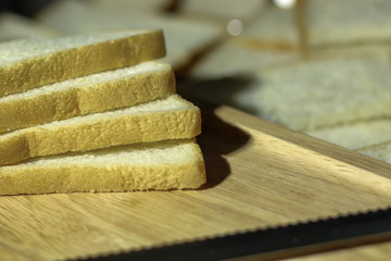 Closeup slided white bread from wheat