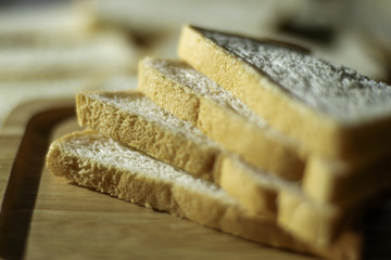 Closeup slided white bread from wheat