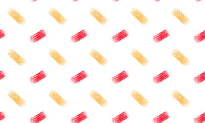 abstract simple primitive seamless pattern with brush strokes of red and yellow colors on white background