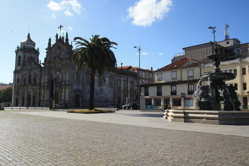 Panoramic view of Carmo Church (Igreja do Carmo) with beautiful azulejos in Porto, Portugal.