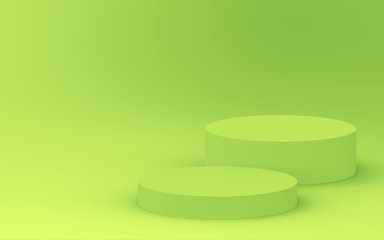 3d green cylinder podium minimal studio background. Abstract 3d geometric shape object illustration render. Display for food natural product.