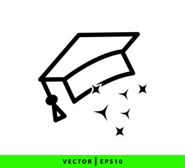 Graduation cap icon vector logo design template