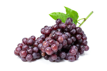 bunch of red grapes isolated on white.