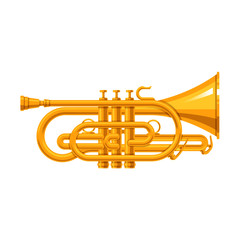 Fototapeta premium Gold Trumpet vector illustration. isolated object. instrument. wind instrument