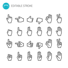 ハンドサインのラインアイコンセット