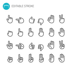 ハンドサインのラインアイコンセット