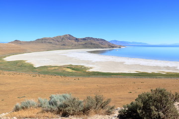 Beach at Antelope Island near Buffalo point, Utah