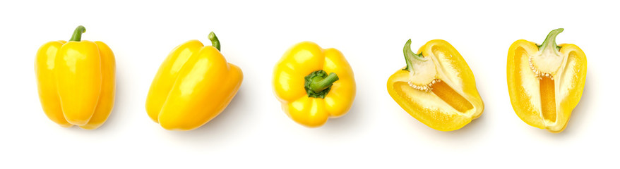 Collection of peppers isolated on white background