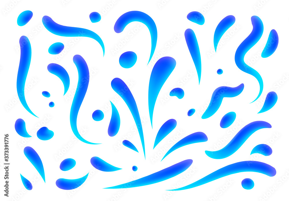 Wall mural set of isolated design palette elements of different shapes. modern abstract pattern, colorful fluid