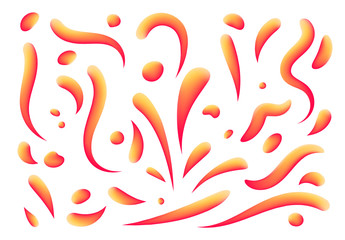 Set of isolated design palette elements of different shapes. Modern abstract pattern, colorful fluid paint design. Trendy art background. vector illustration