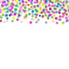 Falling colorful dots on white transparent background. Vector