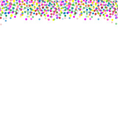 Falling colorful dots on white transparent background. Vector