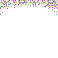 Falling colorful dots on white transparent background. Vector