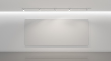 Empty white studio backdrops and spotlight on entertainment room background with showing scene. White product display or blank room. 3D rendering.