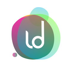 Letter LD logo with colorful splash background, letter combination logo design for creative industry, web, business and company. - obrazy, fototapety, plakaty