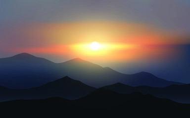sunset over mountains