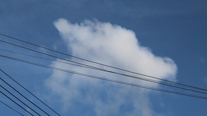 Fototapeta premium high voltage power lines against blue sky