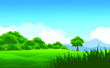 Obraz na płótnie Canvas summer landscape with trees and meadow
