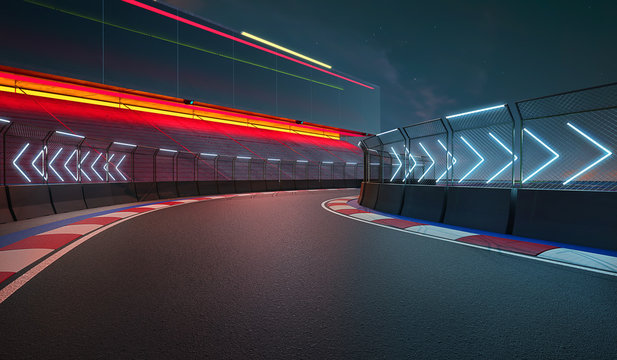 Night scene modern international race track