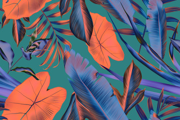 Seamless tropical leaves pattern