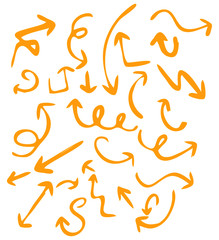 Set of hand drawn arrows isolated on white background. Vector illustration.