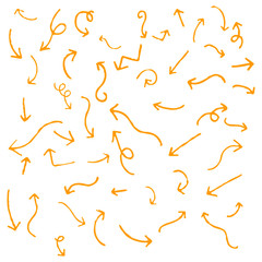 Set of hand drawn arrows isolated on white background. Vector illustration.