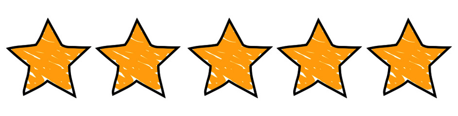 Obraz premium Hand drawn gold stars on the white background. rating concept.